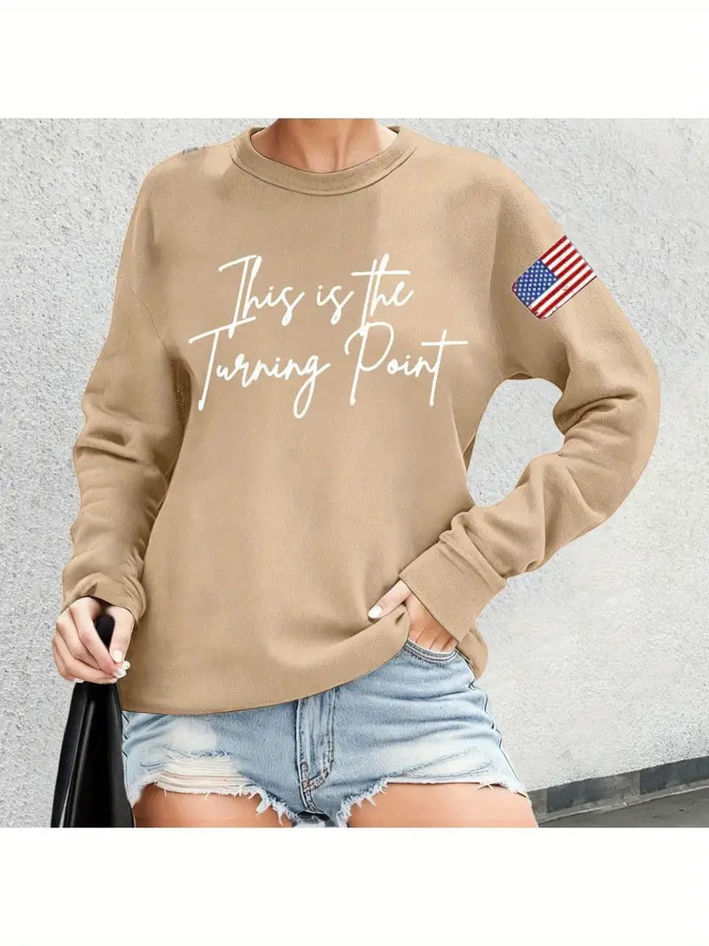 Women’s Patriotic “This Is The Turning Point” Hoodie – Charlie Kirk Tribute