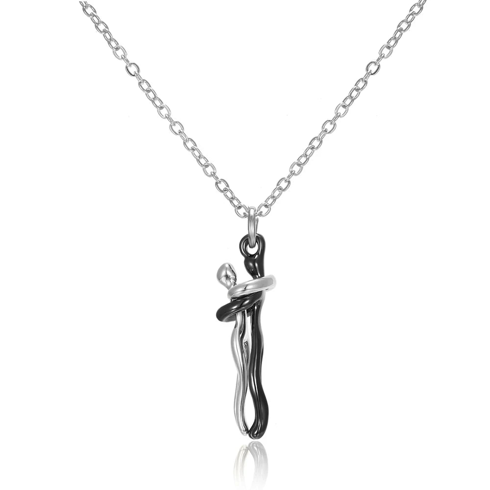 Étreinte: Soulful Hug Couple Pendant Necklace