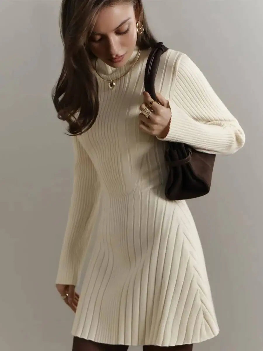 Veloura Ribbed Knit Mini Sweater Dress