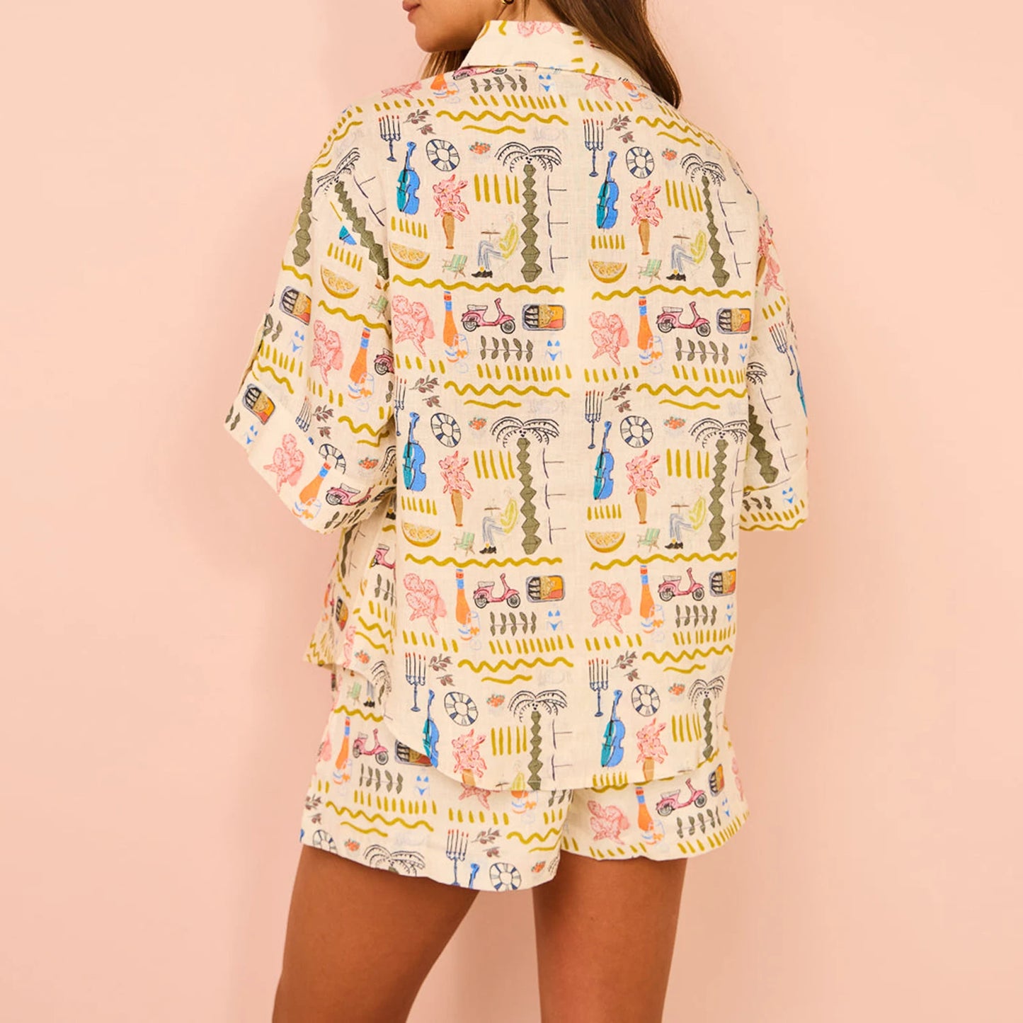 Breezy & Bold – Artistic Boho Print Matching Shorts Set