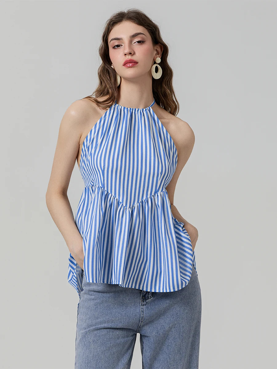 Sun-Kissed Stripes: A Halter Beauty with a Breezy Charm