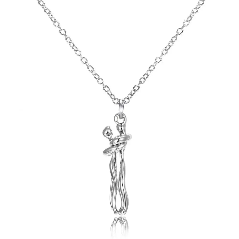 Étreinte: Soulful Hug Couple Pendant Necklace
