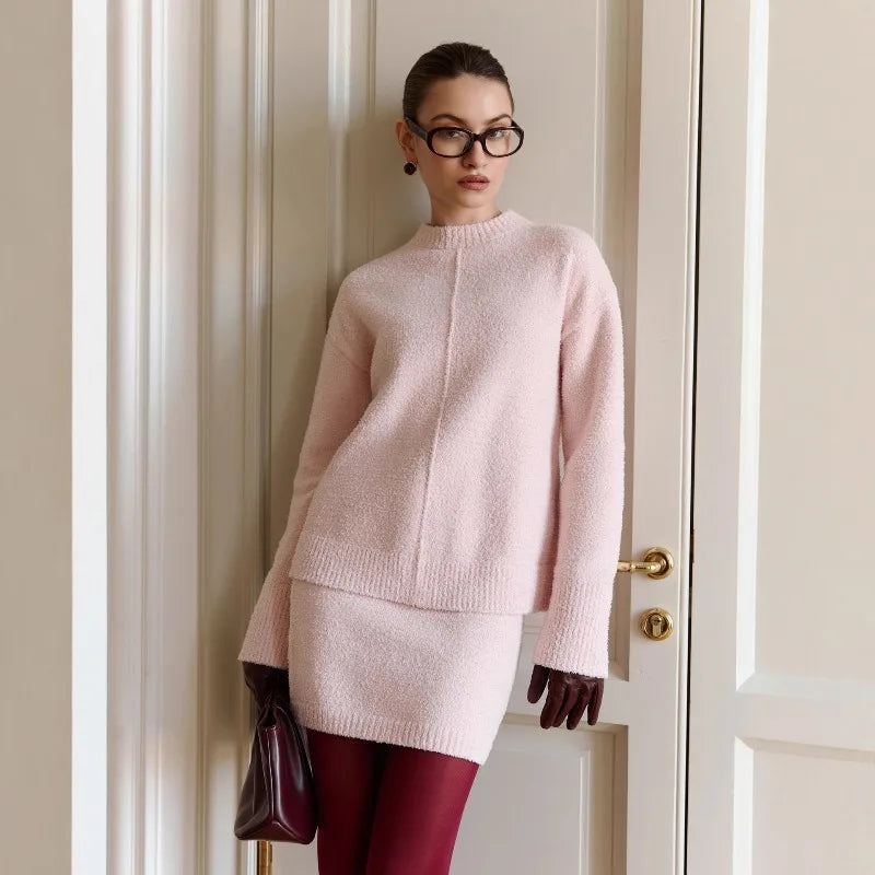 Luxury Knit Sweater Skirt Set – Autumn Fashion Look