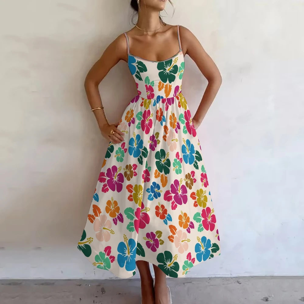 Bloom with confidence! Retro Flower Print Oversized Pettiskirt Dress
