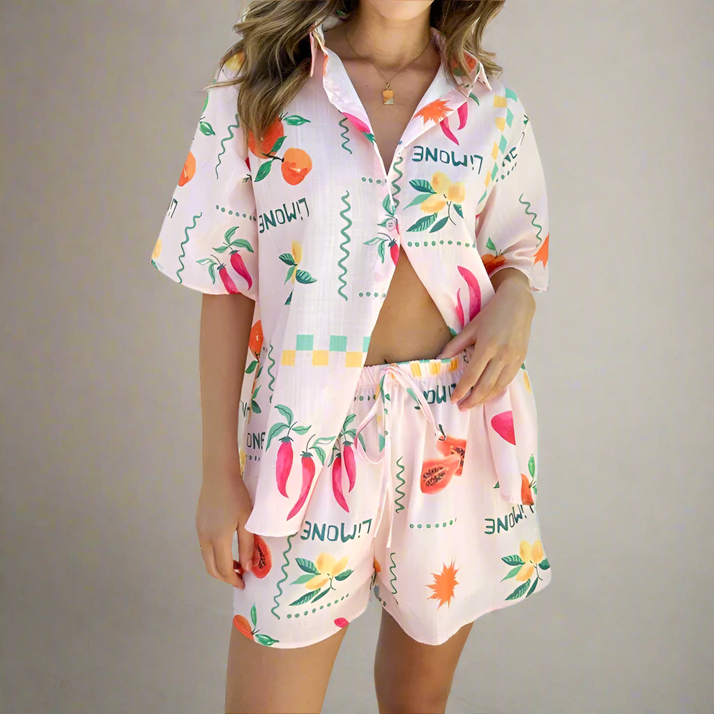 Oh So Stylish! Graphic Print 2-Piece Shorts Set