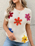 Floral Patchwork Knit Top – Boho Chic Elegance 🌸✨