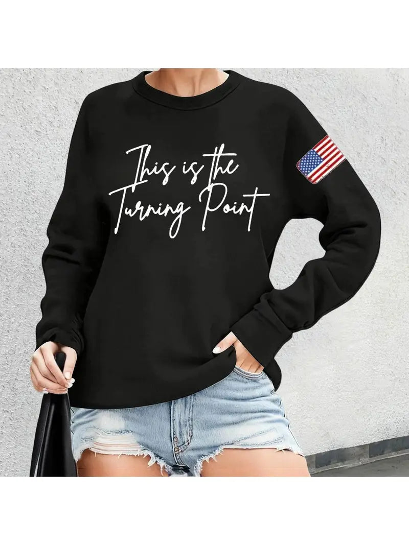 Women’s Patriotic “This Is The Turning Point” Hoodie – Charlie Kirk Tribute
