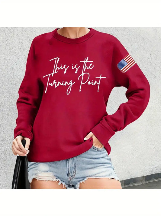 Women’s Patriotic “This Is The Turning Point” Hoodie – Charlie Kirk Tribute