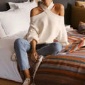 Timeless Elegance: Off-Shoulder Cross-Neck Sweater