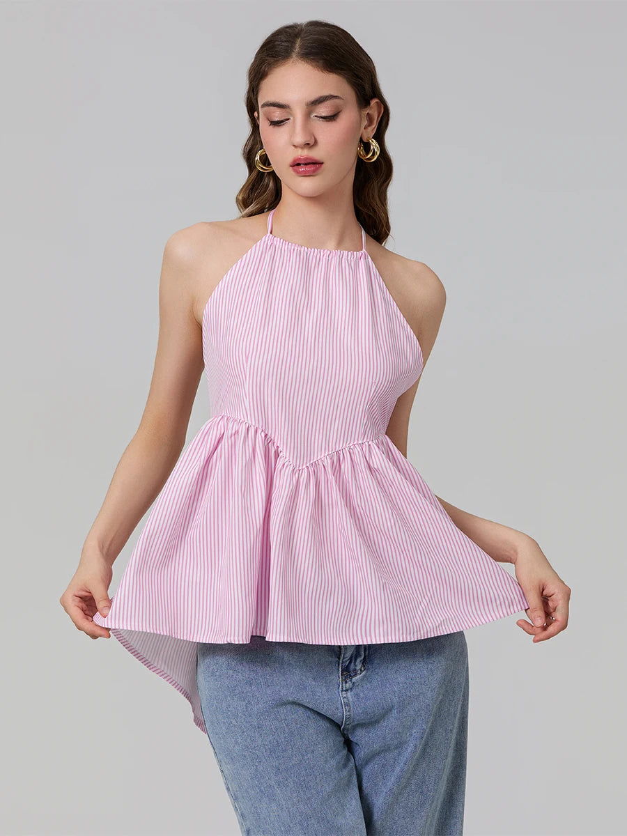Sun-Kissed Stripes: A Halter Beauty with a Breezy Charm