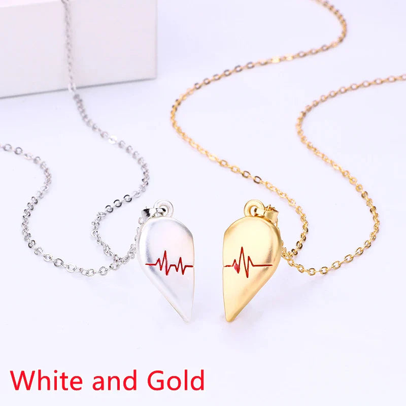Heartbeat Connection Magnetic Couple Necklace