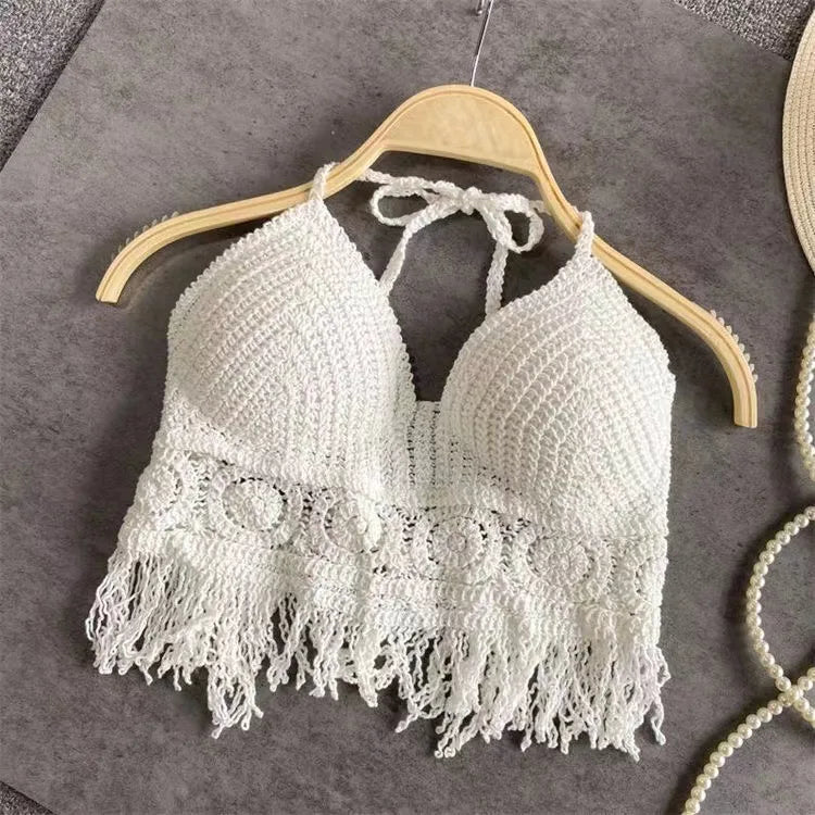 Boho Crochet Tassel Beach Crop Top