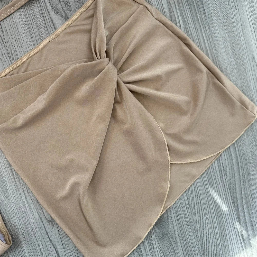 Isla Luxe One-Shoulder Bikini & Wrap Skirt Set