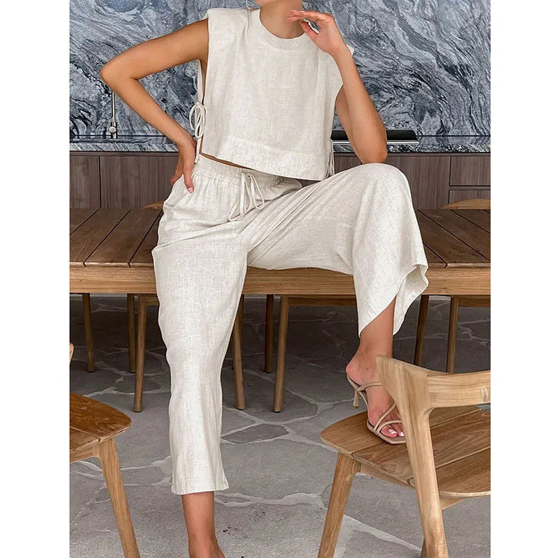 Linen Luxe: Sleeveless Two-Piece Set