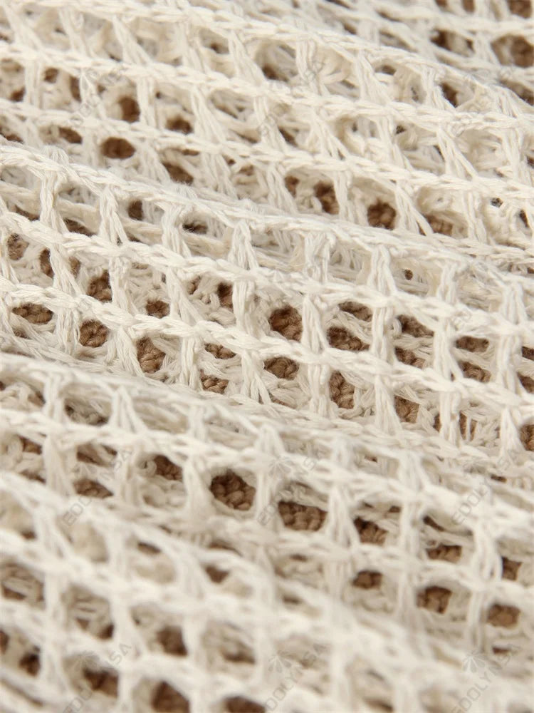 Tropical Breeze Knit Dress – Lightweight Hollow-Out Cover-Up