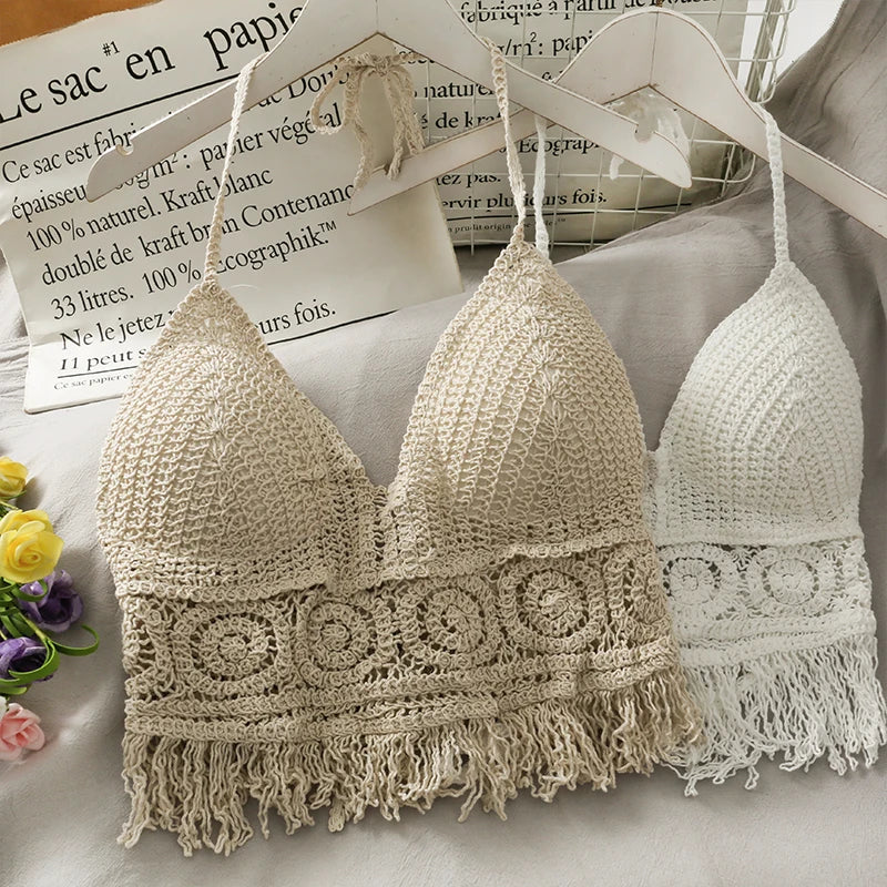 Boho Crochet Tassel Beach Crop Top