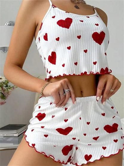 Heart Print Relaxed Fit Pajama Set