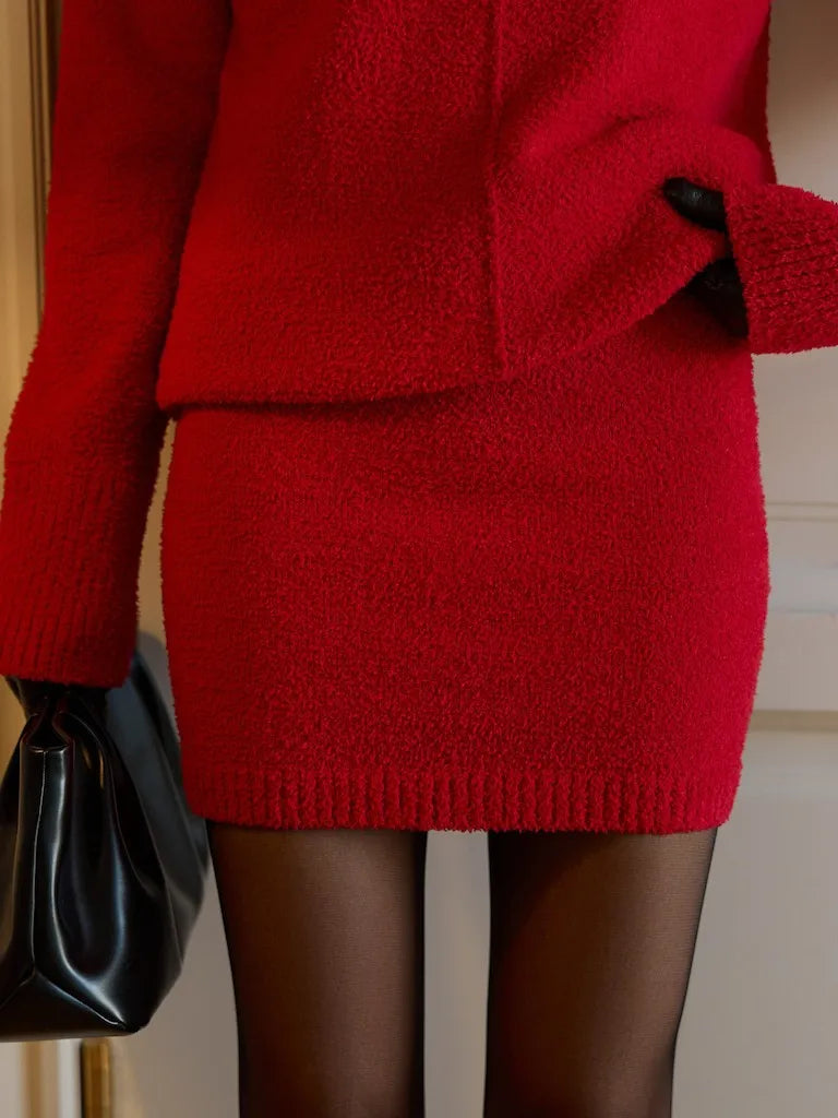 Luxury Knit Sweater Skirt Set – Autumn Fashion Look