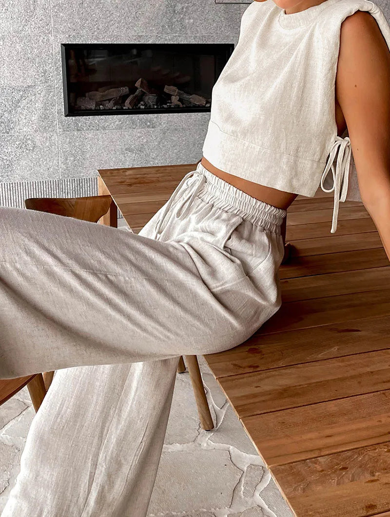 Linen Luxe: Sleeveless Two-Piece Set