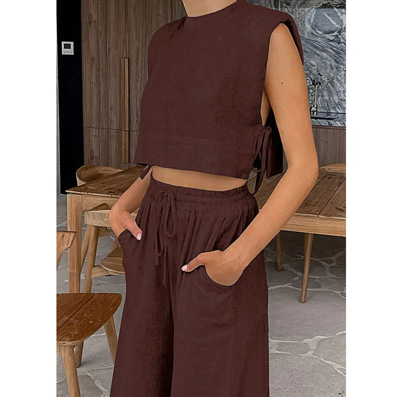 Linen Luxe: Sleeveless Two-Piece Set