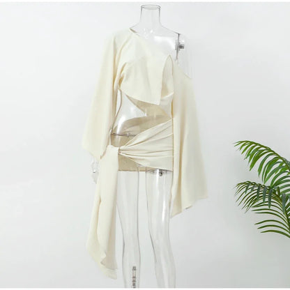 Off-Shoulder Shawl Top & Knot Skirt Set – Cotton Linen Summer Outfit