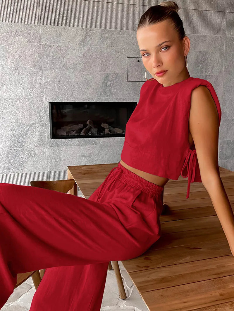 Linen Luxe: Sleeveless Two-Piece Set