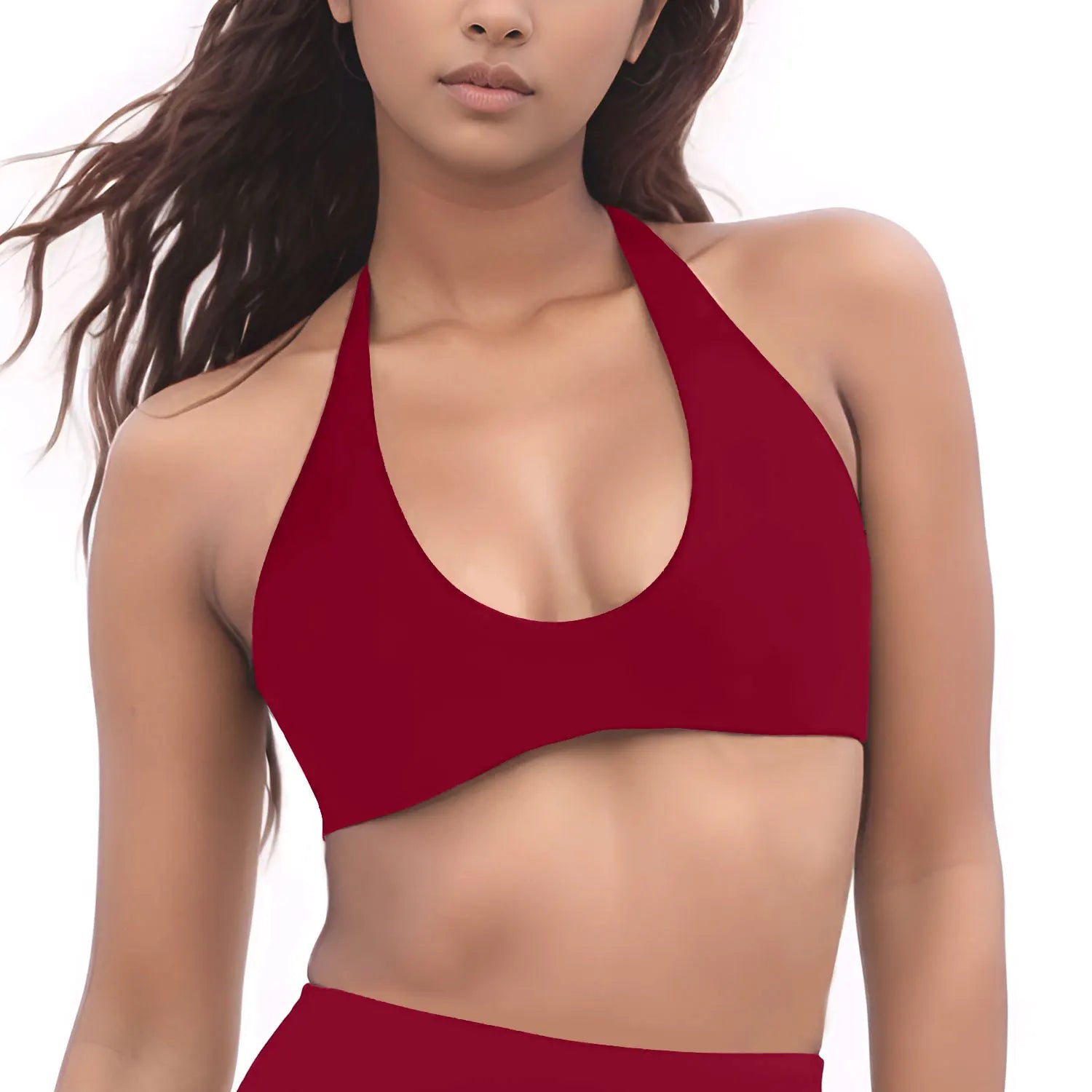 Minimal Halter Neck Sports Bra | Breathable Knit Bralette for Women