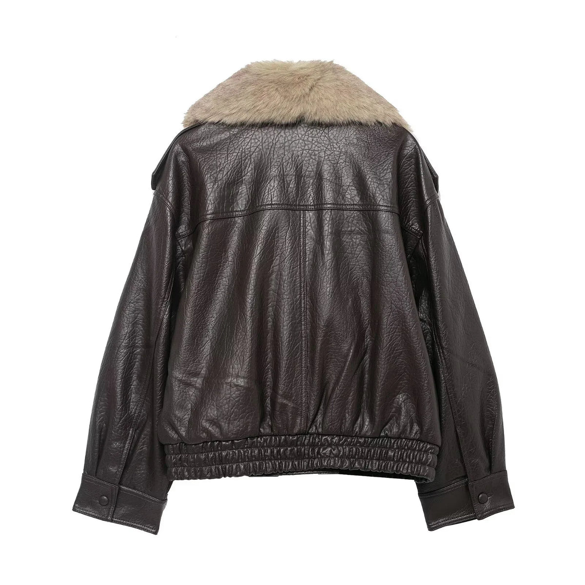 The Valentina Faux Leather Fur-Collar Jacket