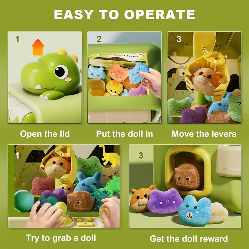 Cute Animal Arcade Claw Machine Toy – Dino & Bunny Designs