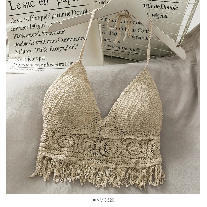 Boho Crochet Tassel Beach Crop Top