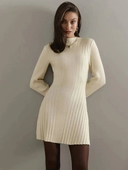 Veloura Ribbed Knit Mini Sweater Dress