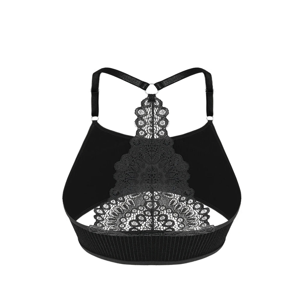 Midnight Elegance Backless Lace Bra