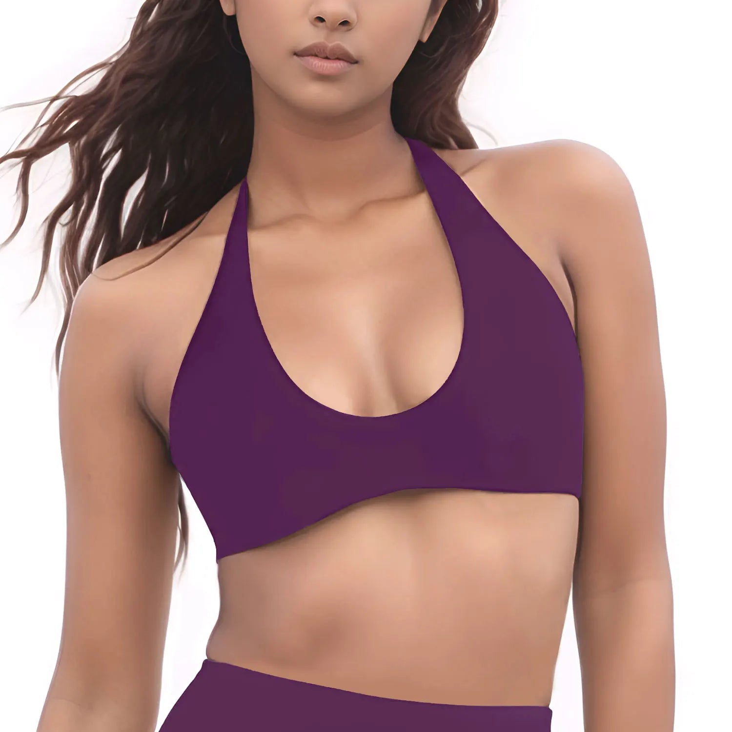 Minimal Halter Neck Sports Bra | Breathable Knit Bralette for Women