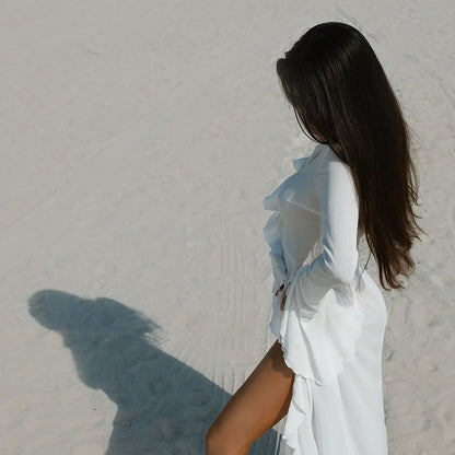Allure by the Shore: Sexy V-Neck Chiffon Beach Tunic