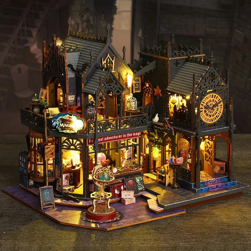 Holo Magic City DIY Wooden Dollhouse – Deluxe Miniature Build Kit