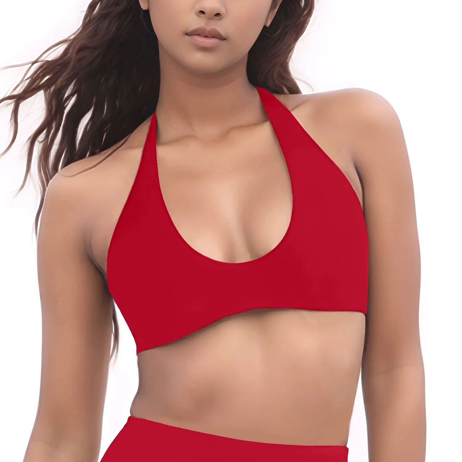 Minimal Halter Neck Sports Bra | Breathable Knit Bralette for Women