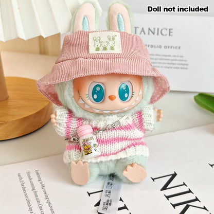 Whispers of Winter – Pink Striped Sweater Set for Labubu Dolls