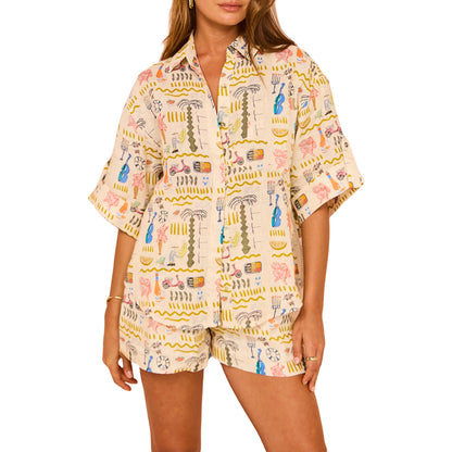 Breezy & Bold – Artistic Boho Print Matching Shorts Set