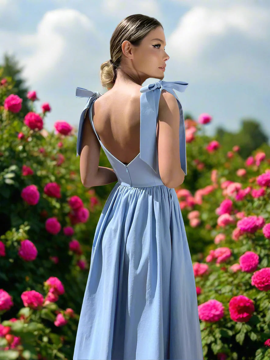 Graceful Charm Bow-Tie Midi Dress