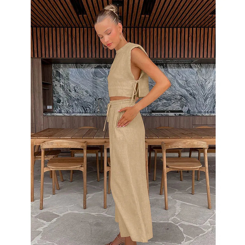 Linen Luxe: Sleeveless Two-Piece Set