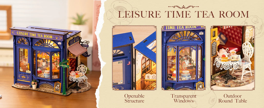 DIY Leisure Time Tea Room Miniature House with LED Lights