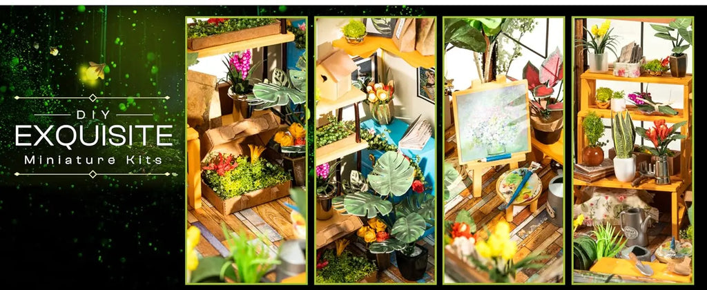 🌿 Mini Green House – Cathy’s Flower House DIY Dollhouse Kit (with LED)