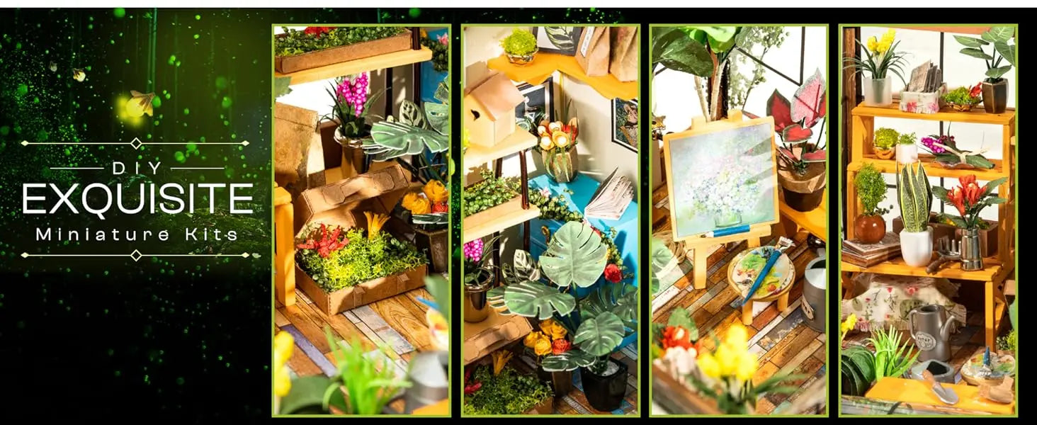 🌿 Mini Green House – Cathy’s Flower House DIY Dollhouse Kit (with LED)