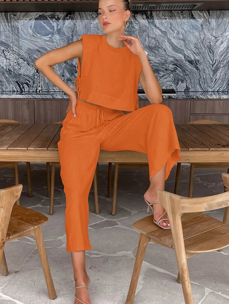 Linen Luxe: Sleeveless Two-Piece Set