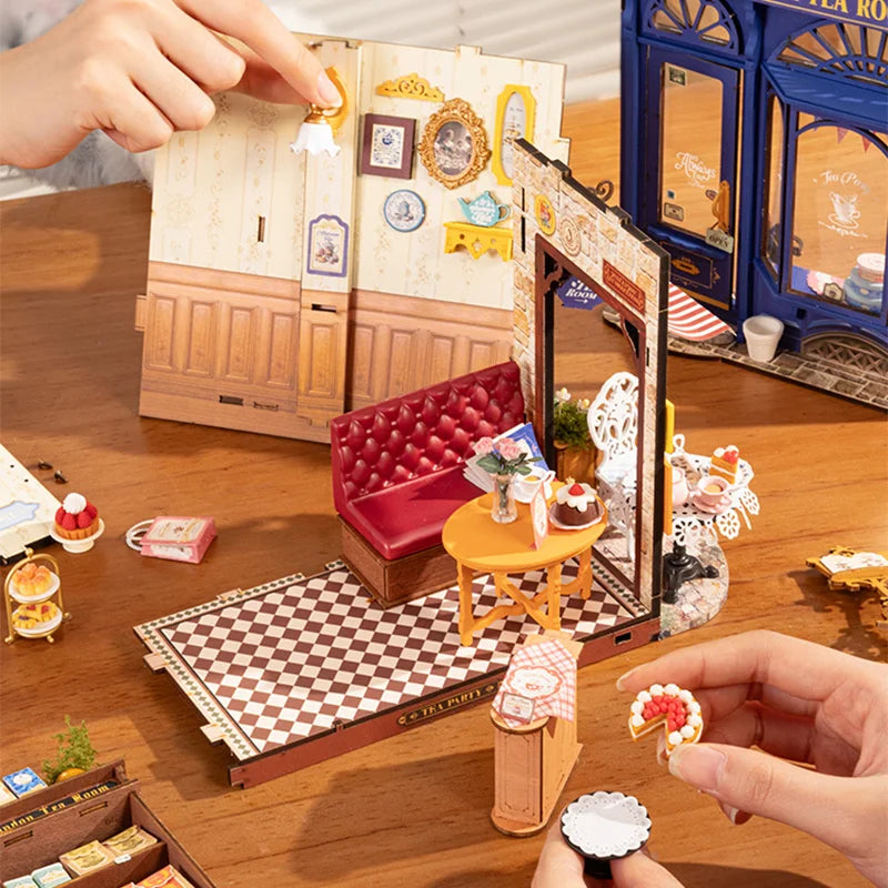 DIY Leisure Time Tea Room Miniature House with LED Lights