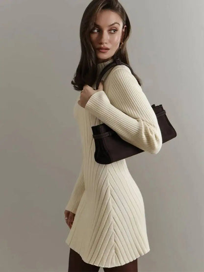 Veloura Ribbed Knit Mini Sweater Dress