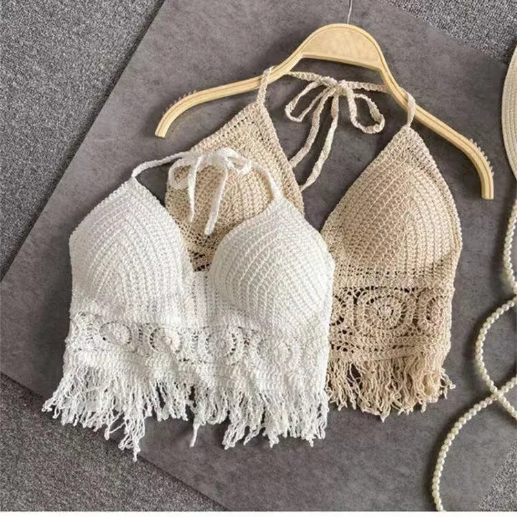 Boho Crochet Tassel Beach Crop Top