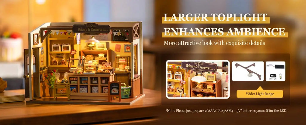 Model of a bakery with a larger toplight feature highlighted, showing improved ambiance.