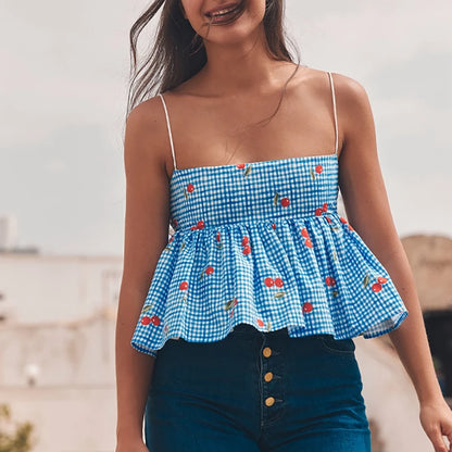 🍒 Cherry Sweet Gingham Camisole – A Summer Must-Have! 💙