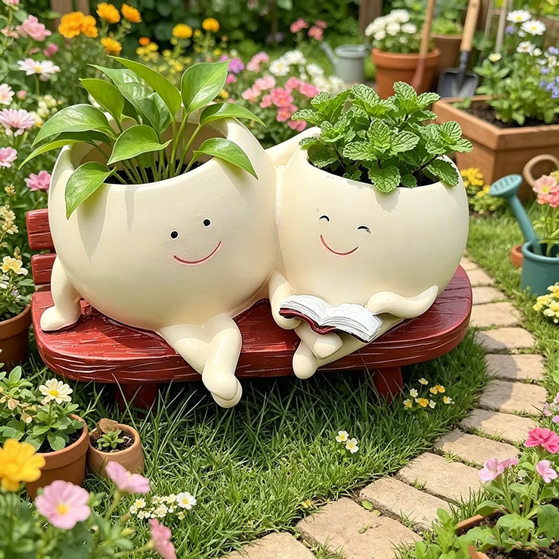 Happy Planters™ Character Plant Pots | Rocking Chair, Swing & Couple Designs